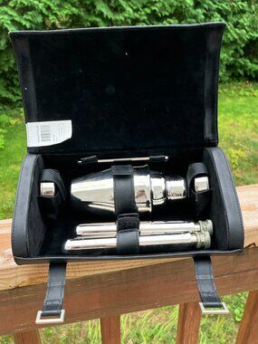Nautica Black Sleek Travel Bar Set for Two